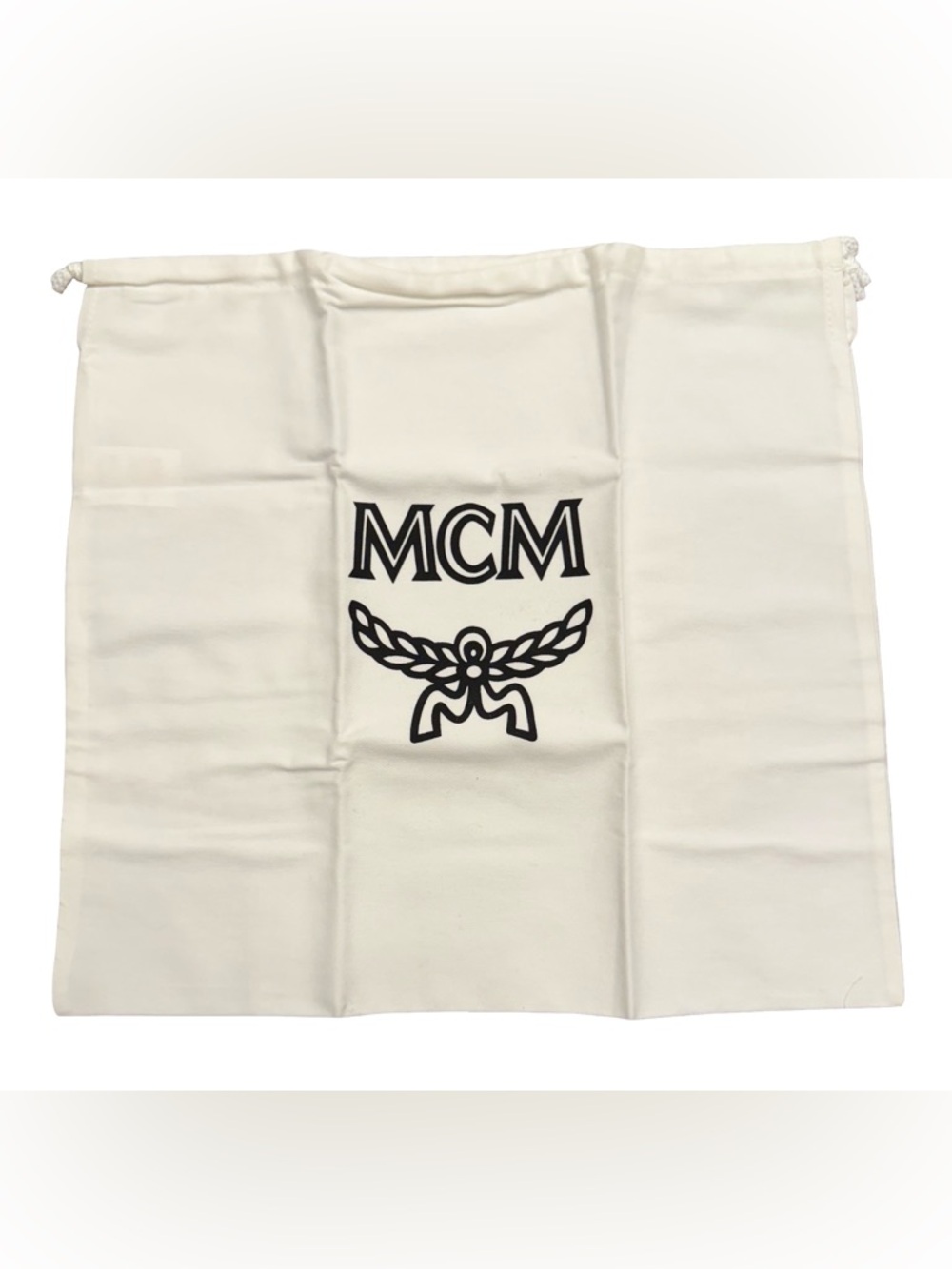 MCM Large White Logo Dust Bag Drawstring Storage Bag 14x13 NWOT